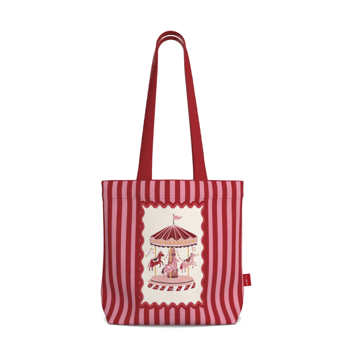 Everyday Tote Bag, Vintage Carousel Cotton Shopper - Image 2