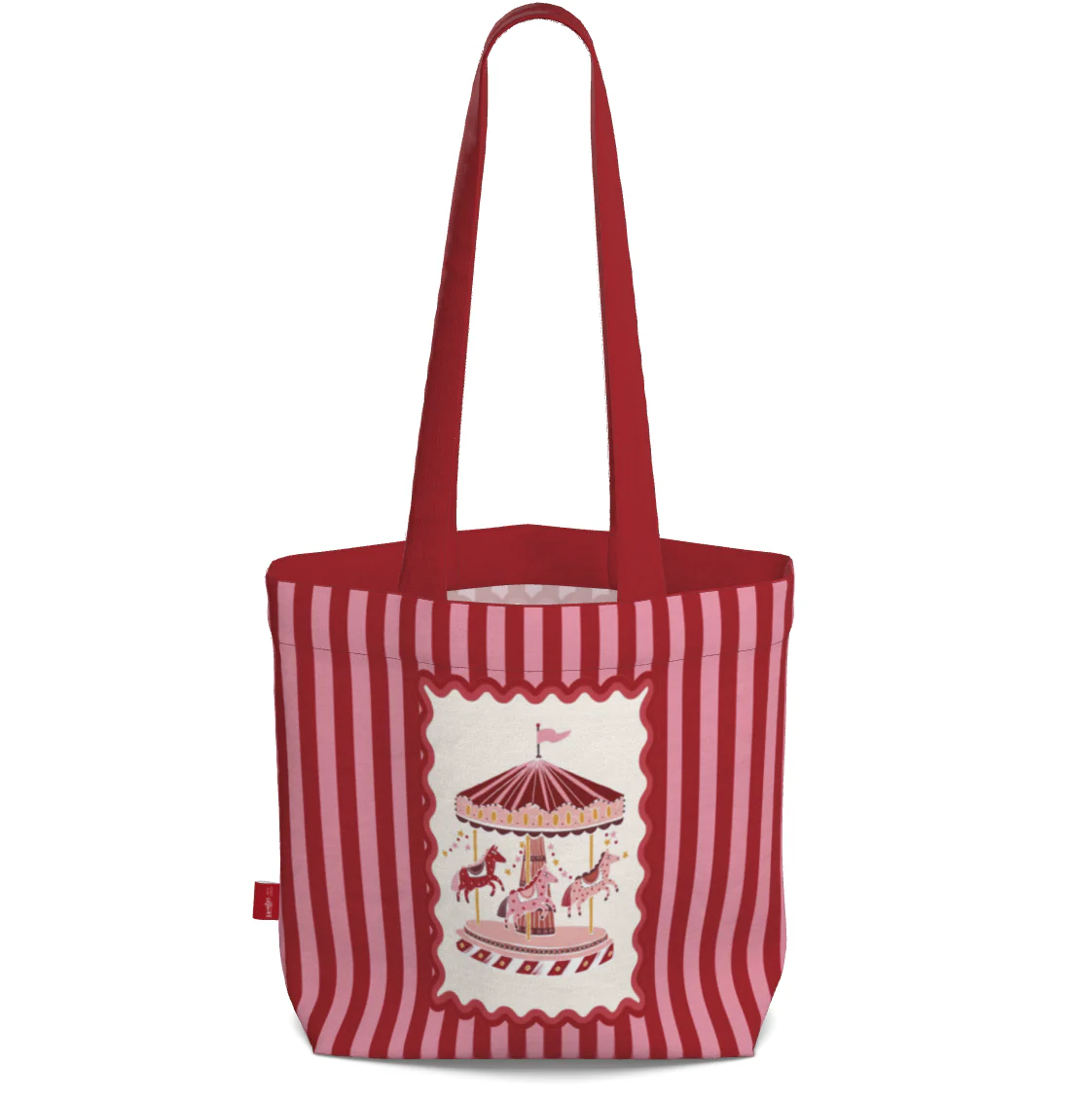Everyday Tote Bag, Vintage Carousel Cotton Shopper - Image 4