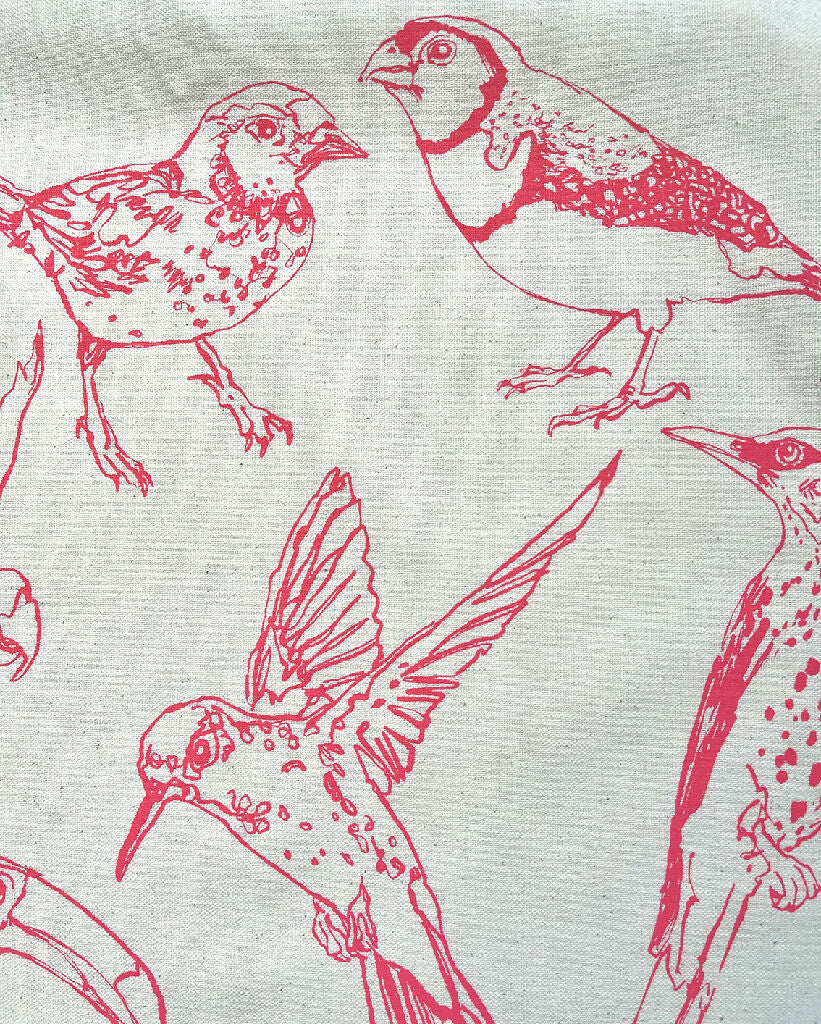 Exotic Birds Hand Screenprinted Cotton Tea-towel - Image 3