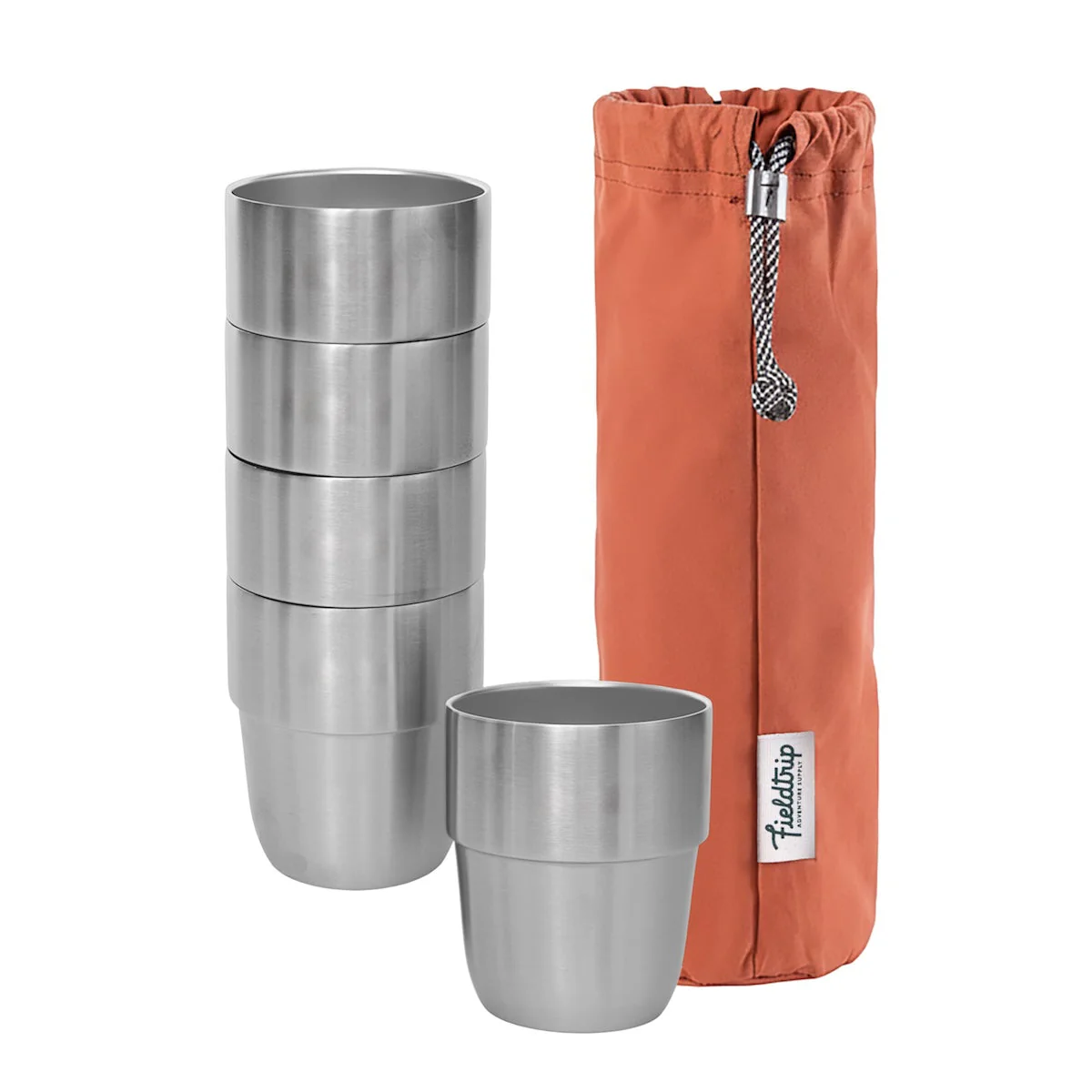 Expedition Cup Set - Stacking, Insulated Stainless Steel Cups with Oilskin Bag - Image 9