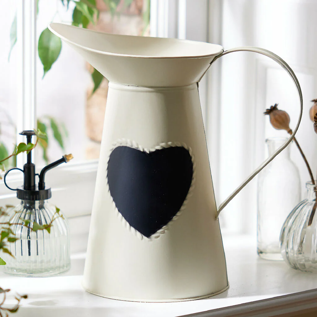 Extra Large Vintage Cream Heart Jug Vase H28 x W27cm