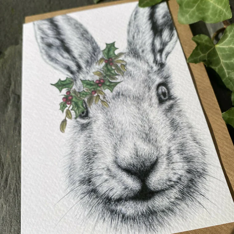 Festive Hare Christmas Card - Image 2