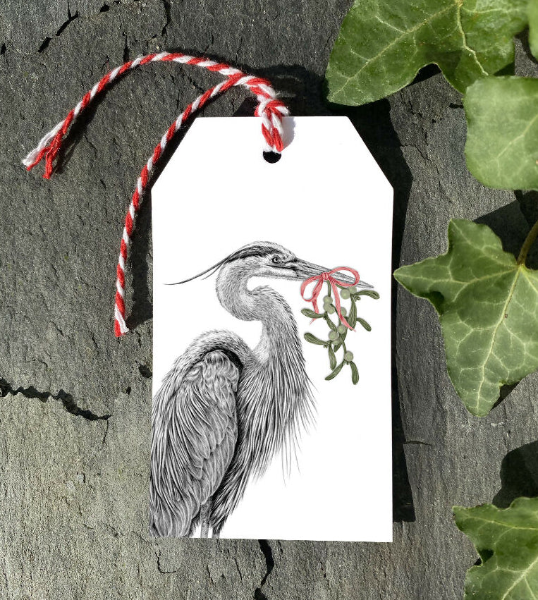Festive Heron Hand-Finished Christmas Gift Tags - Set of 4 - Image 2