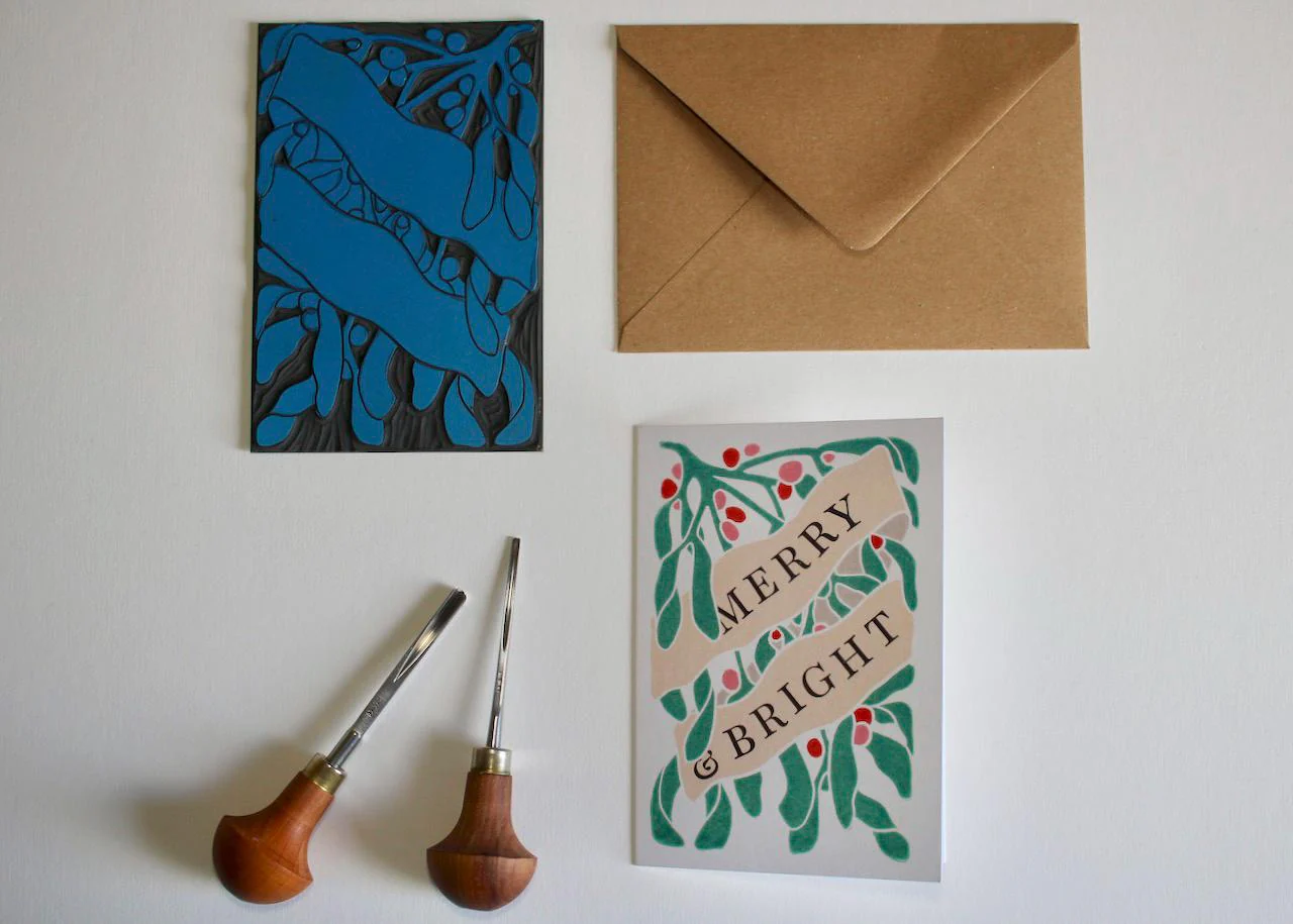 Festive Mistletoe Merry & Bright Card | Single Card & Envelope - Image 5