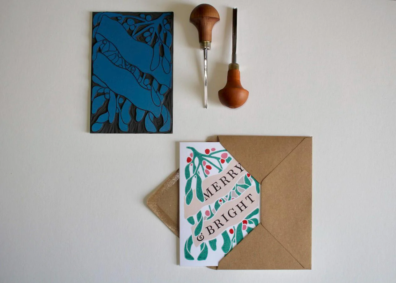 Festive Mistletoe Merry & Bright Card | Single Card & Envelope - Image 7