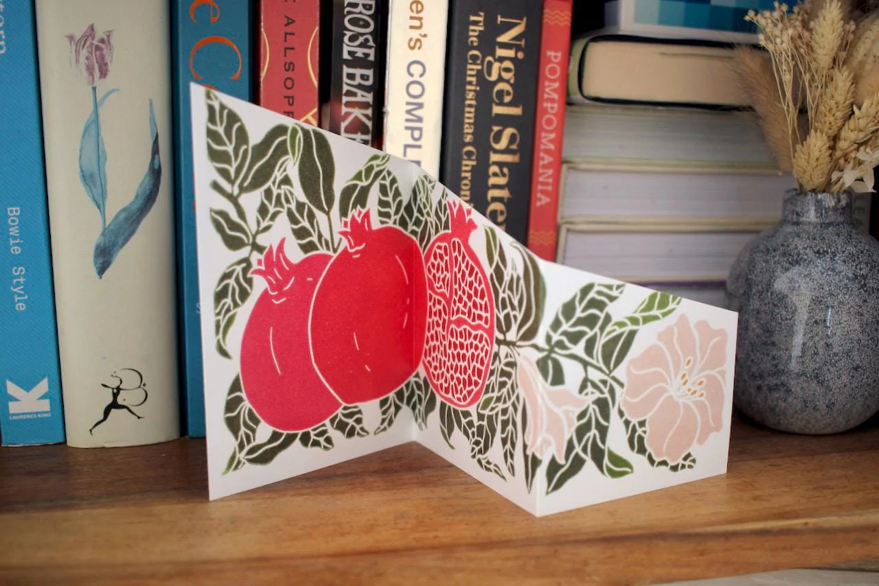 Festive Pomegranate Greeting Card | Single Concertina Card & Envelope - Image 10