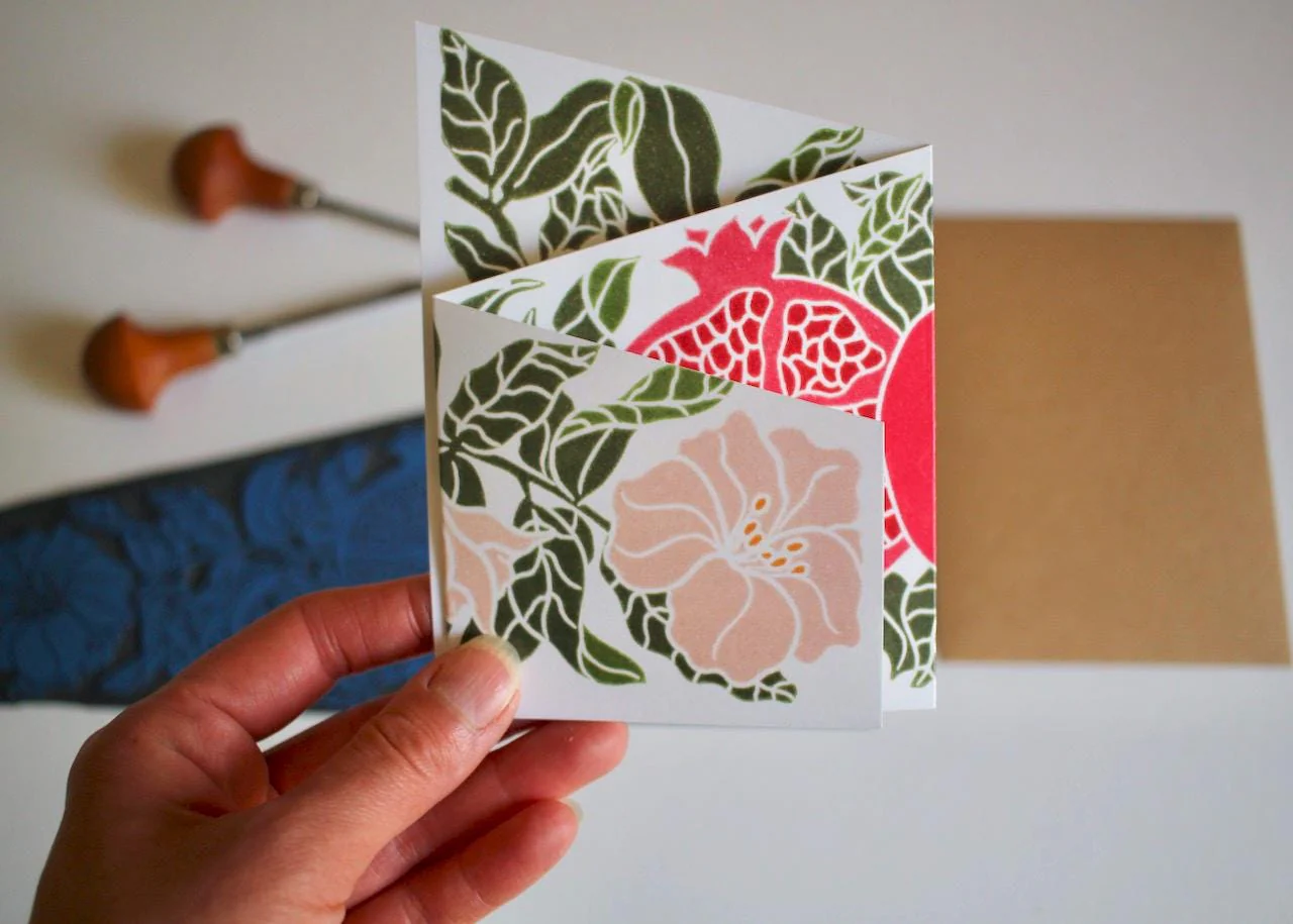 Festive Pomegranate Greeting Card | Single Concertina Card & Envelope - Image 6