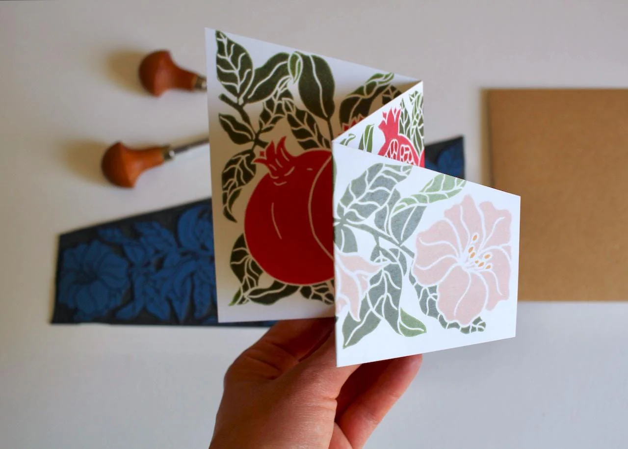 Festive Pomegranate Greeting Card | Single Concertina Card & Envelope - Image 7
