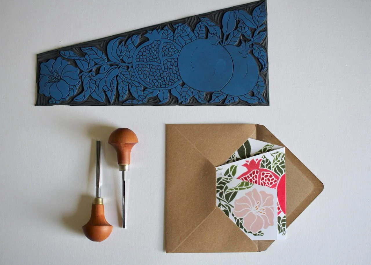 Festive Pomegranate Greeting Card | Single Concertina Card & Envelope - Image 8