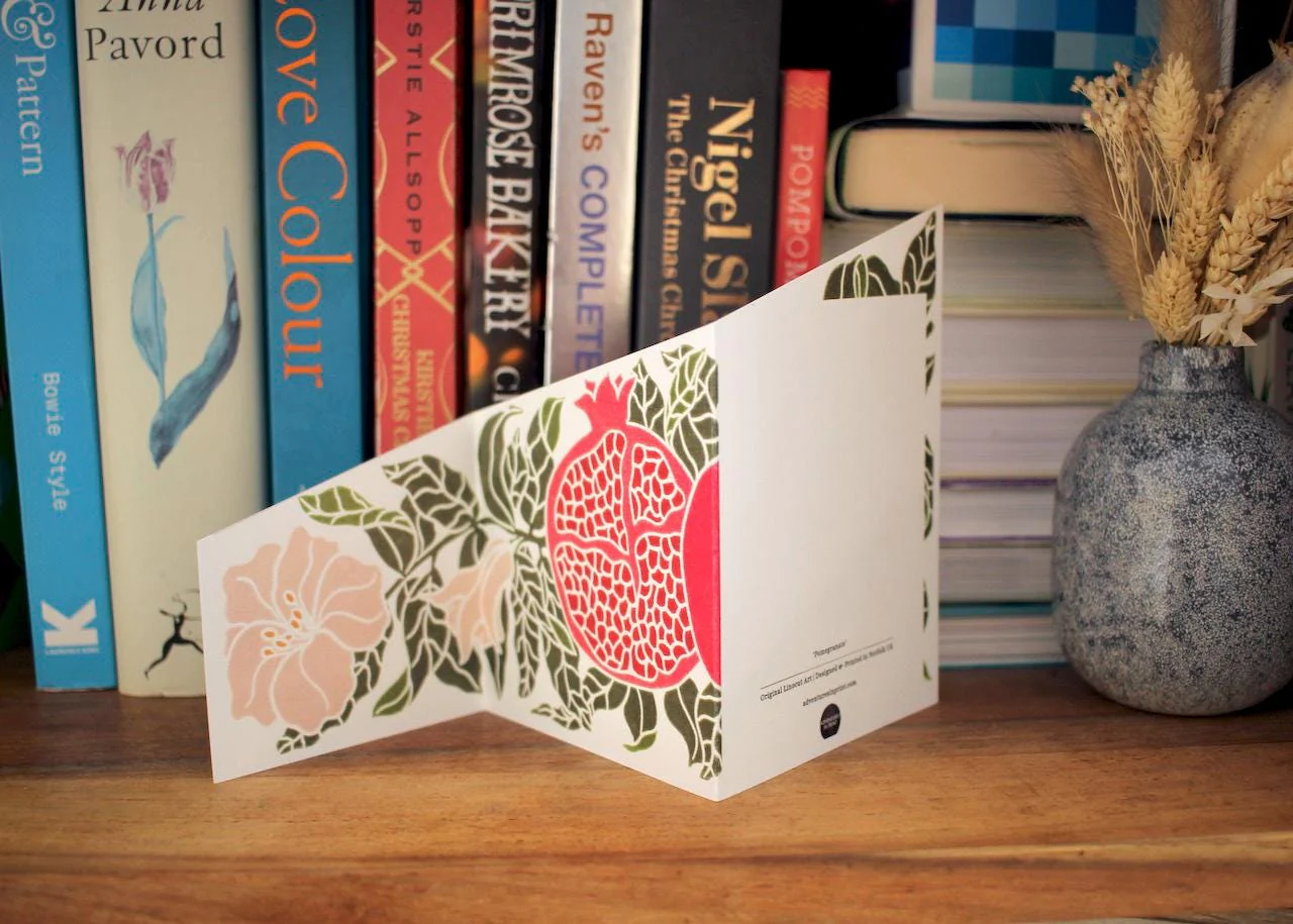 Festive Pomegranate Greeting Card | Single Concertina Card & Envelope - Image 9
