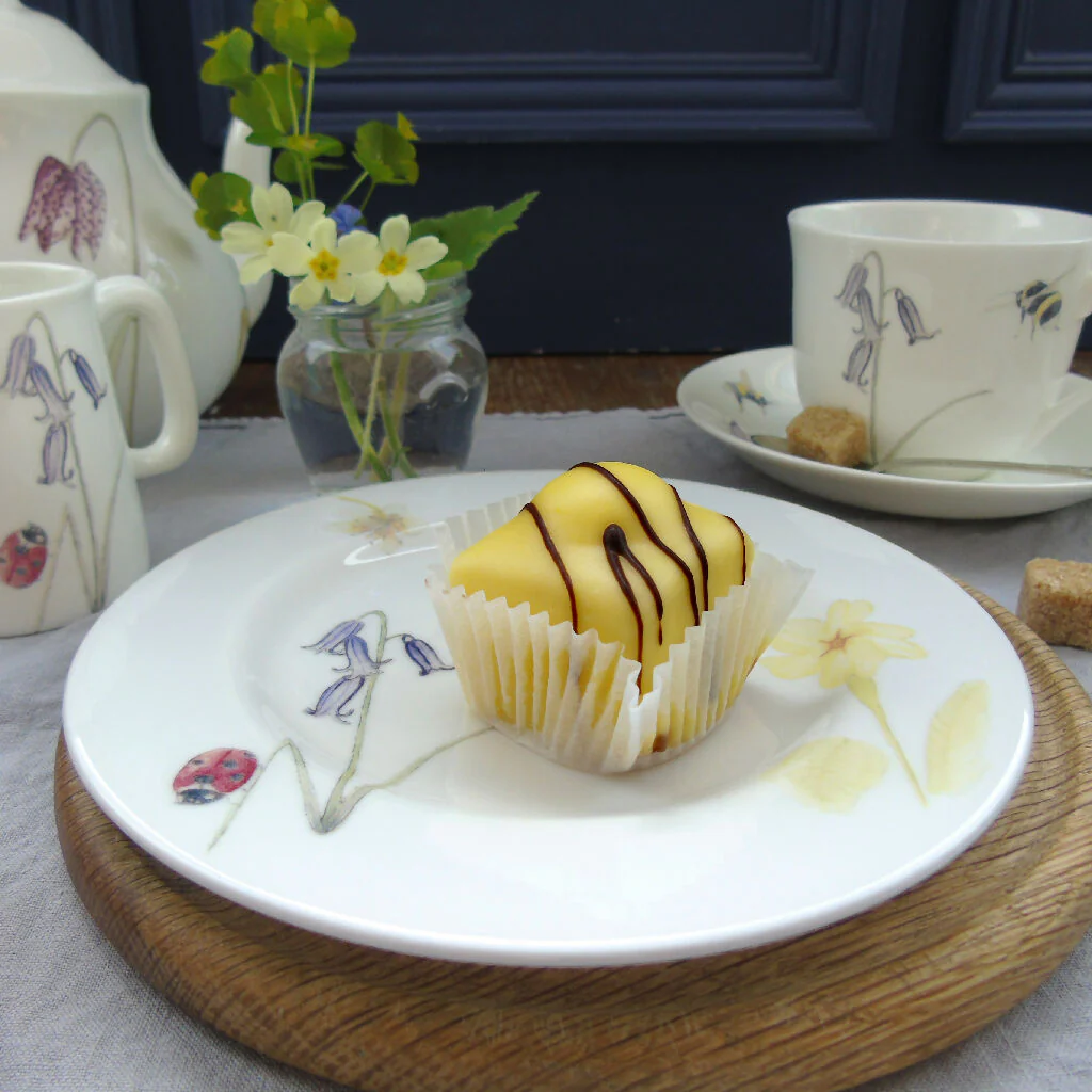 Fine Bone China Bee and Spring Flowers Cake Plate - Image 2