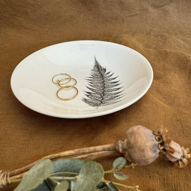 Fine Bone China Fern Round Trinket Dish - Image 2