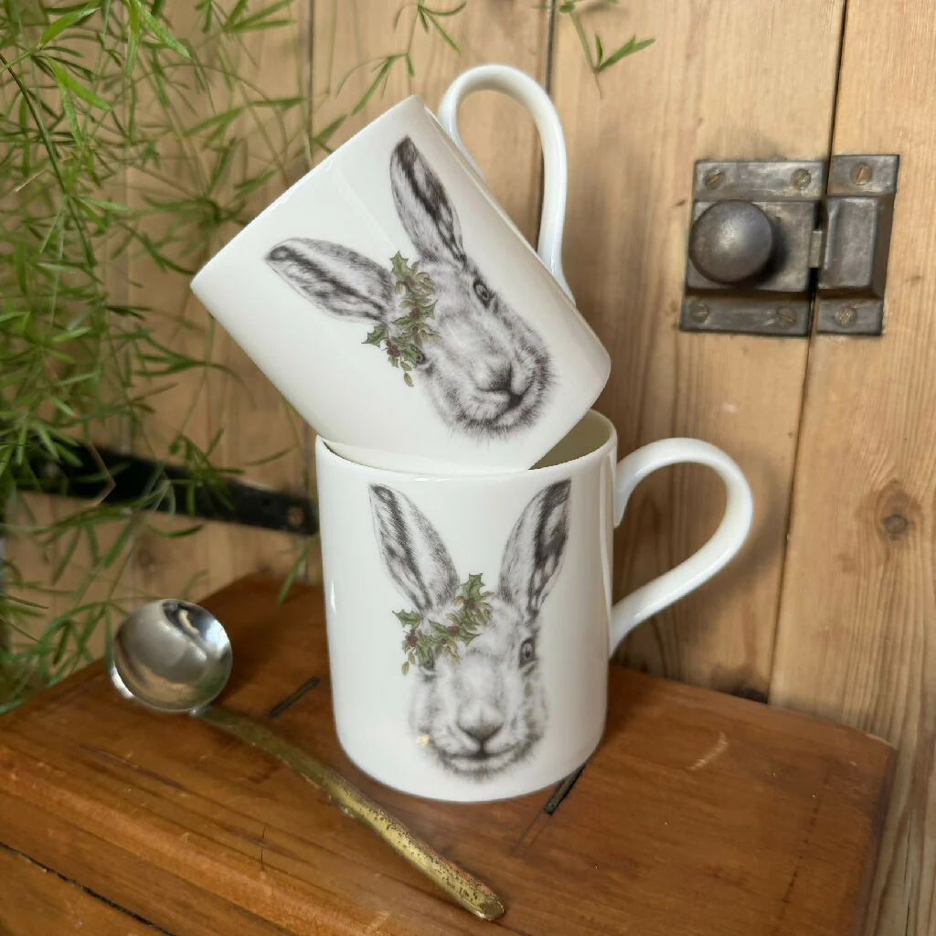 Fine Bone China Festive Hare Christmas Mug - Image 2