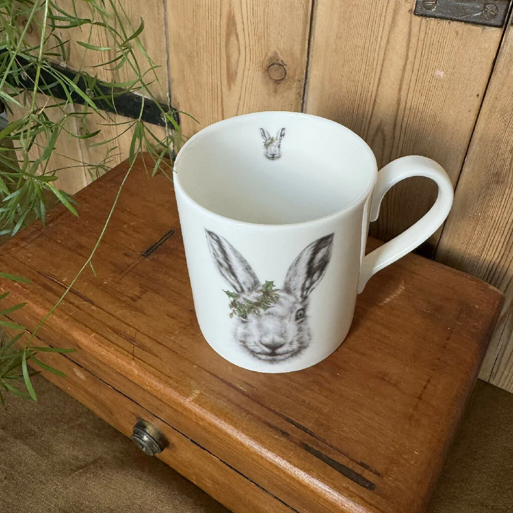 Fine Bone China Festive Hare Christmas Mug - Image 3