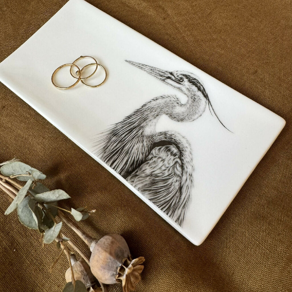 Fine Bone China Rectangular Heron Trinket Dish - Image 2