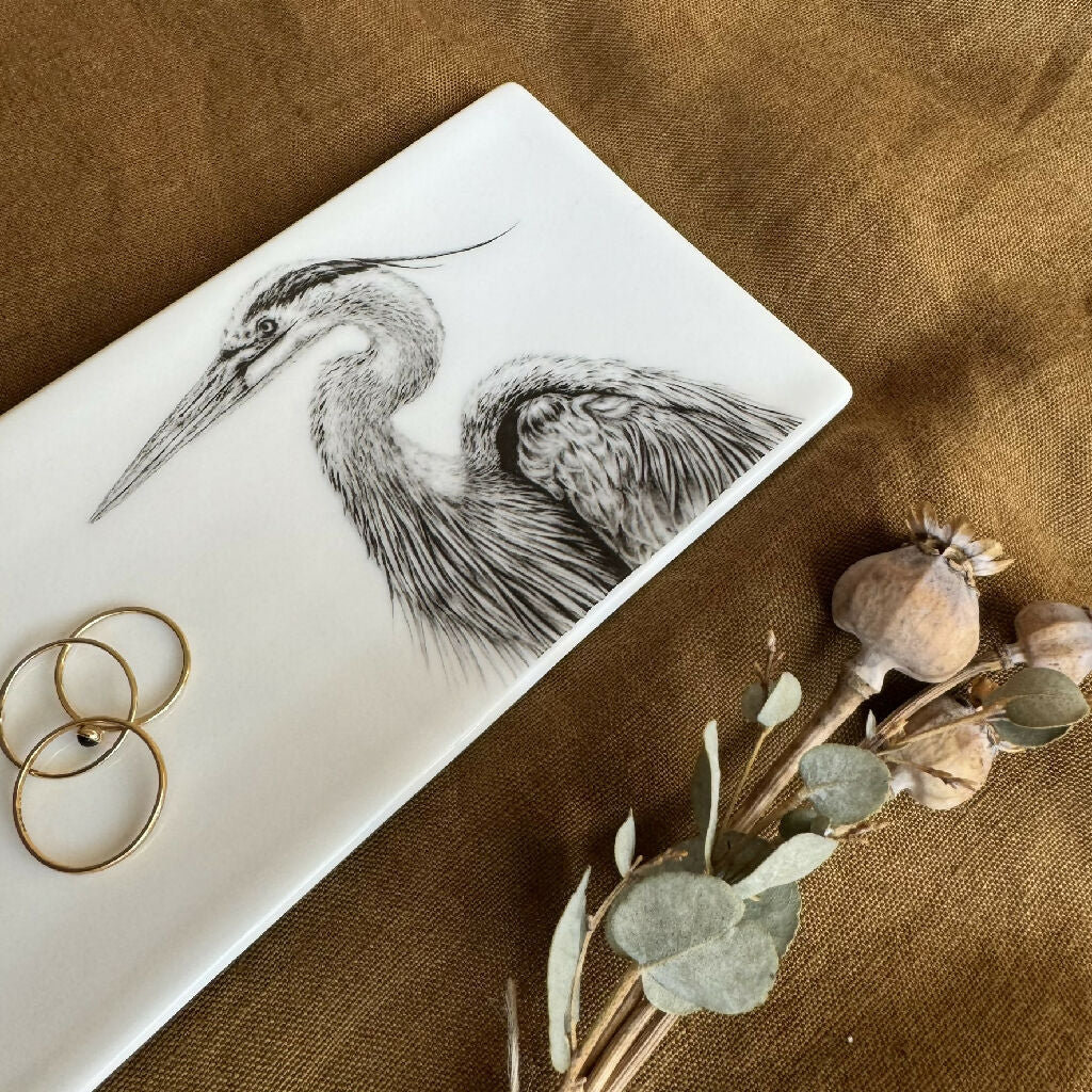 Fine Bone China Rectangular Heron Trinket Dish - Image 3