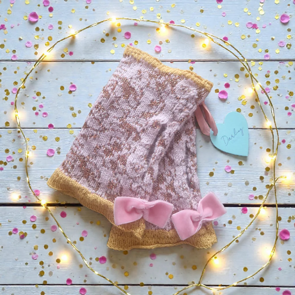 Fine Knit Sparkle Fingerless Gloves