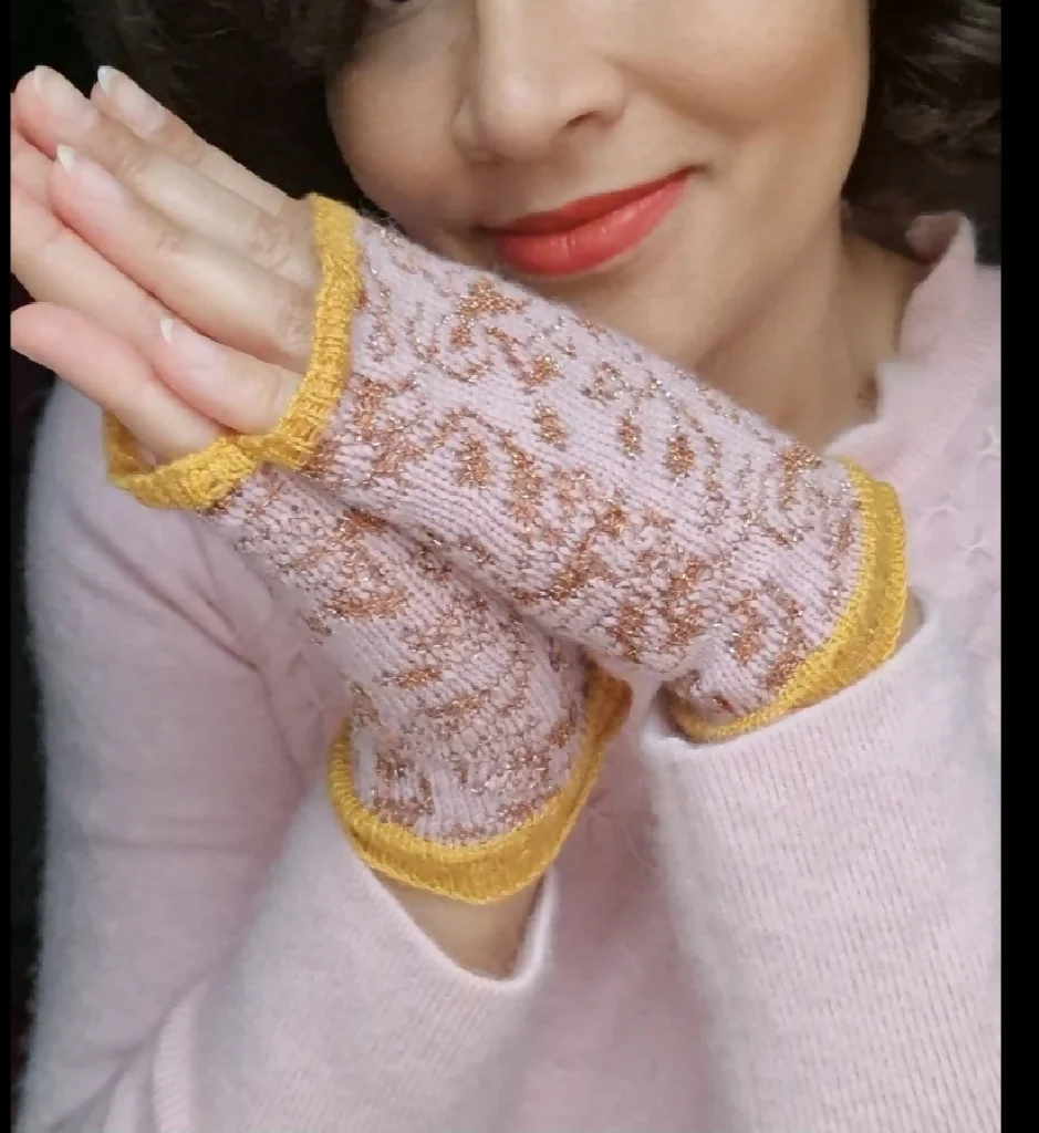 Fine Knit Sparkle Fingerless Gloves - Image 5