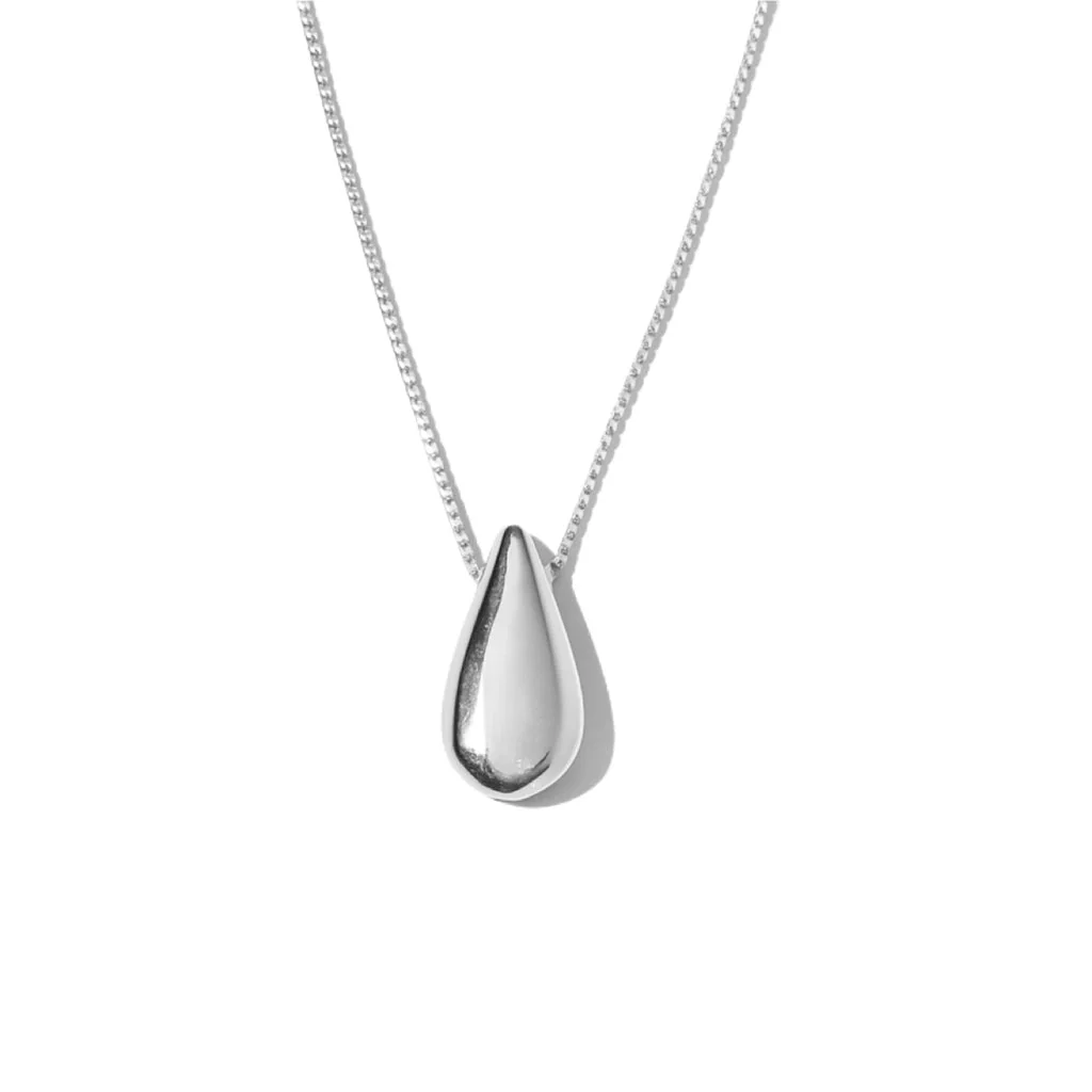 Fine Silver Necklace with Teardrop-Shaped Pendant - Image 2
