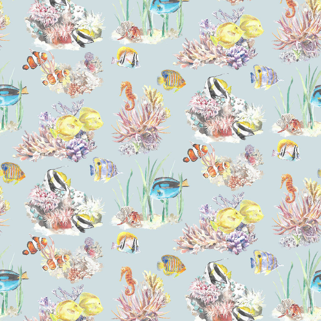 Tropical Fish Coral Reef Watercolour Wallpaper - Image 8