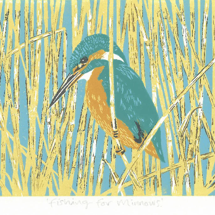 Fishing for Minnows - Limited Edition - Original Linocut Print - Image 4