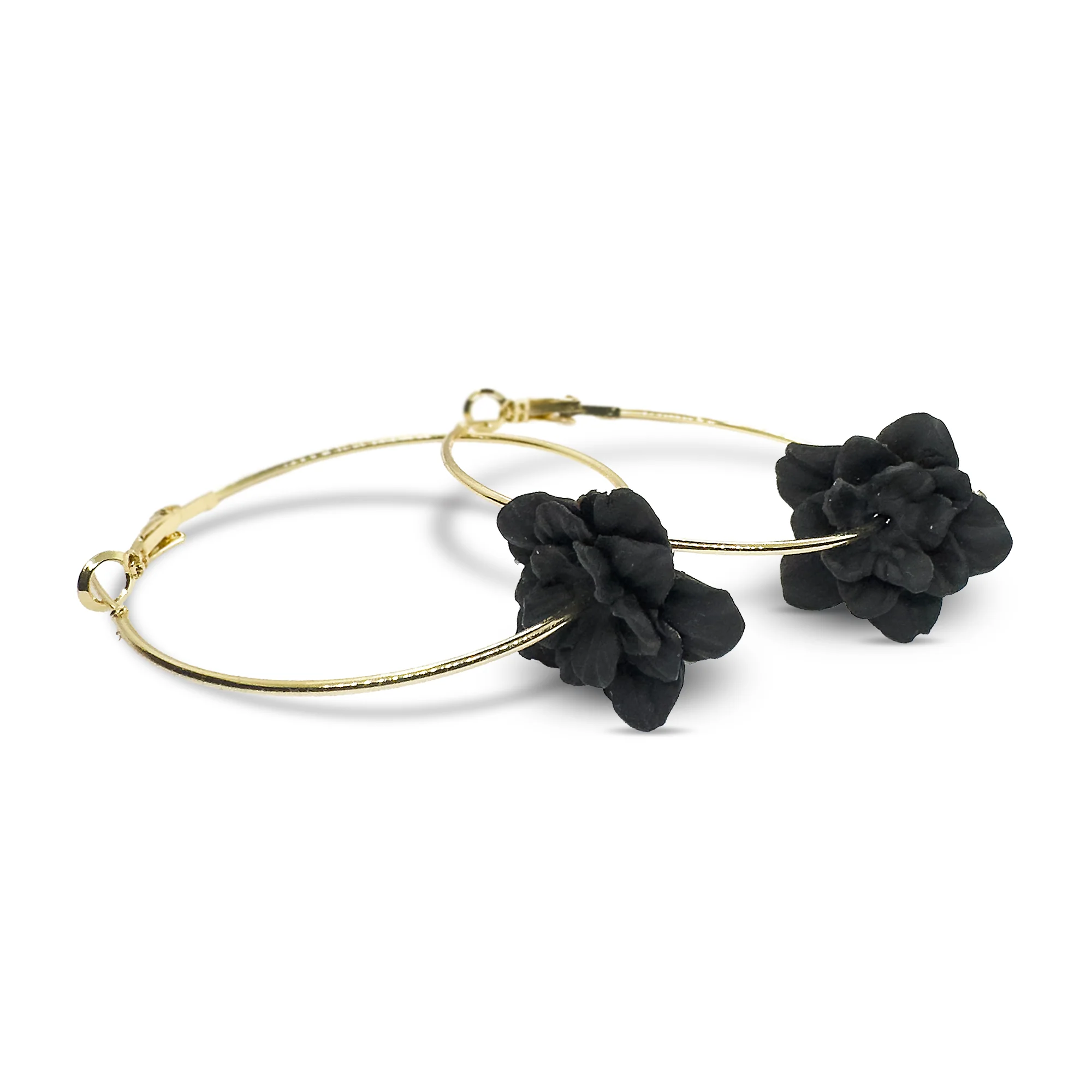 Flora | Black | Hoop Earrings - Image 2