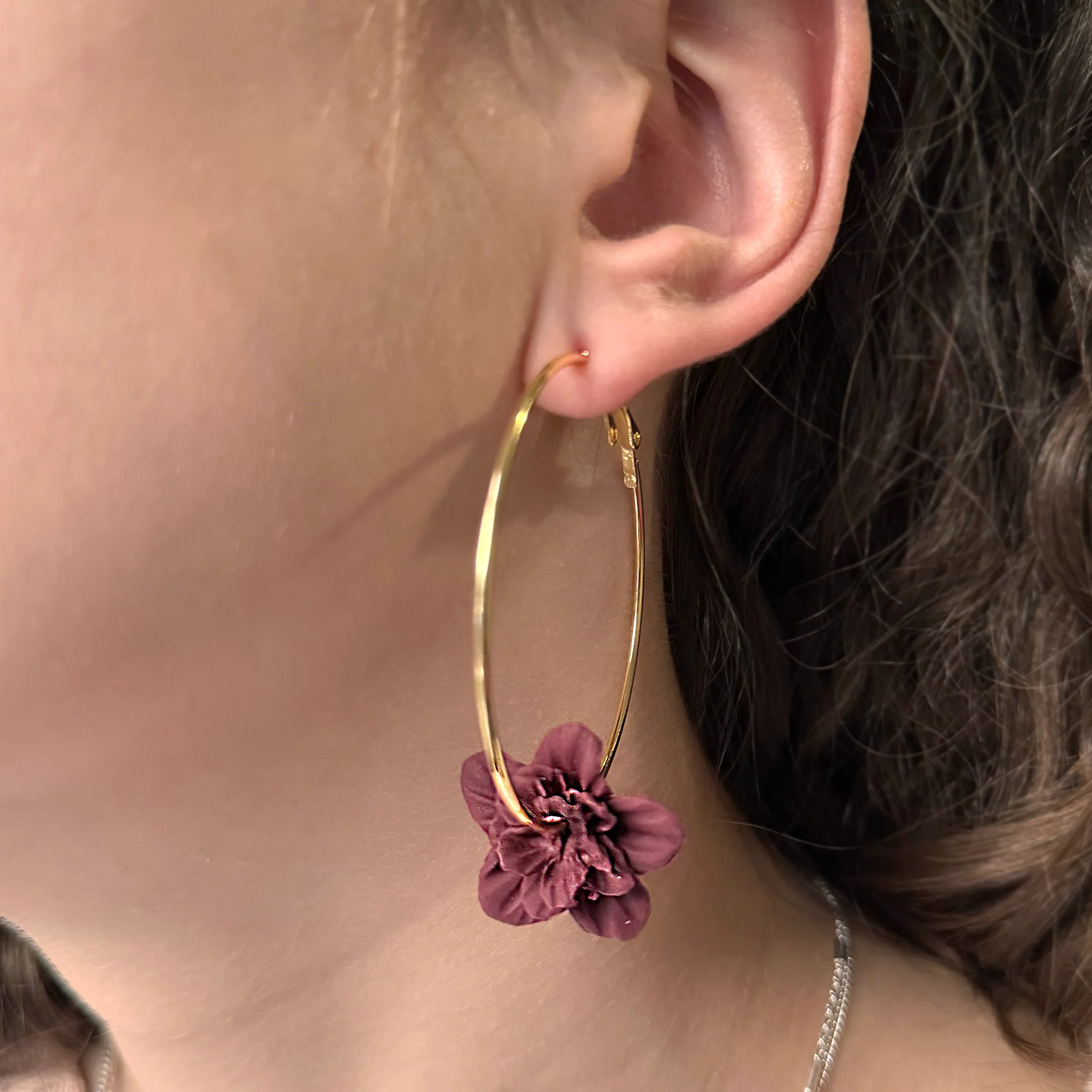 Flora | Burgundy | Hoop Earrings
