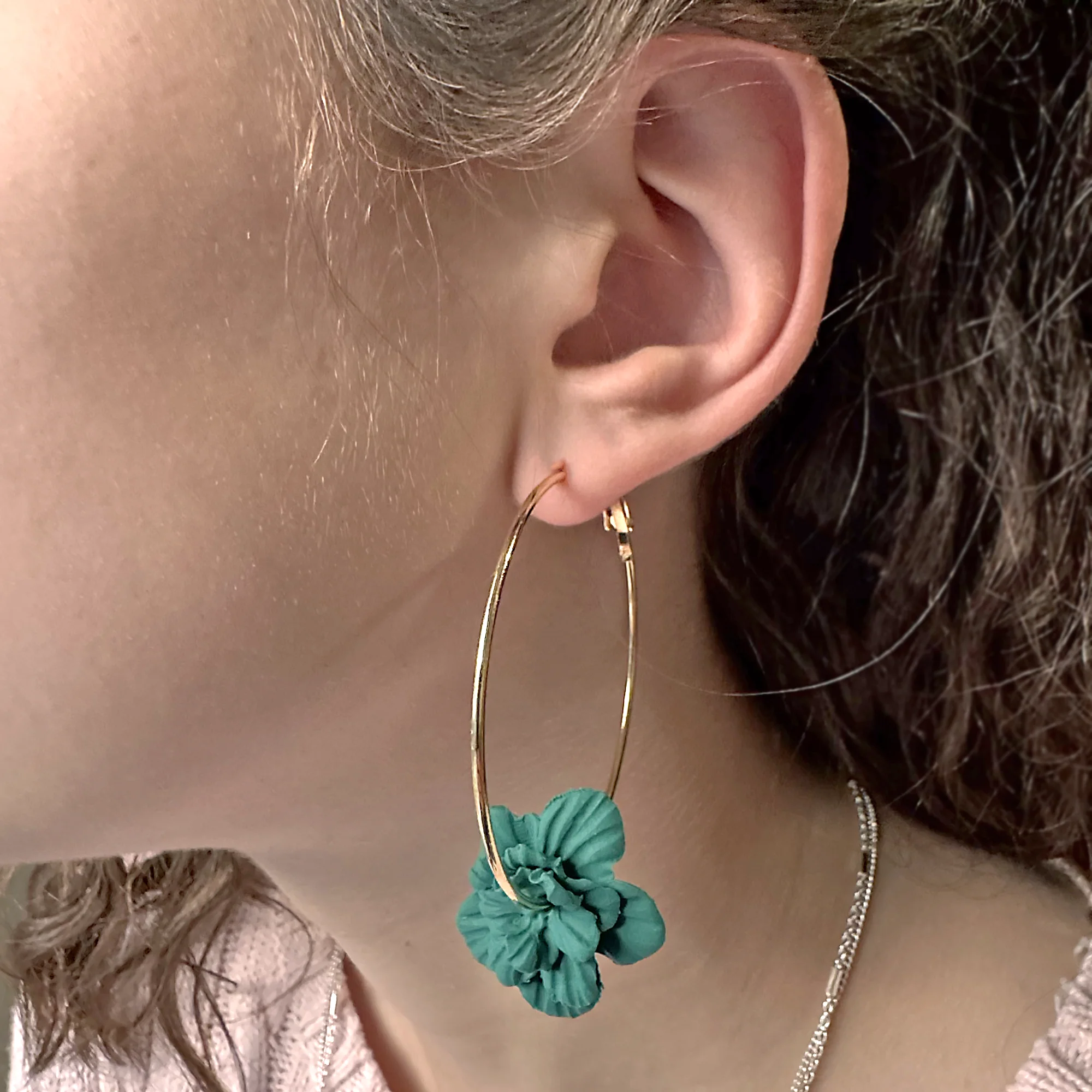 Flora | Forest Green | Hoop Earrings - Image 2