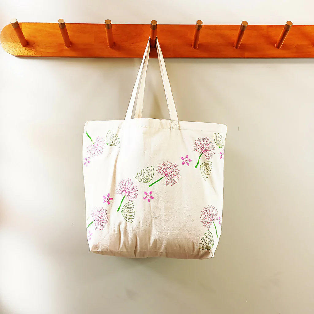 Floral maxi tote bag wood block printing kit - Image 4