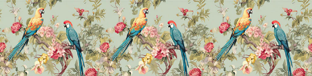 Floral Print with Parrots Pastel Coloured Lampshade - Image 4