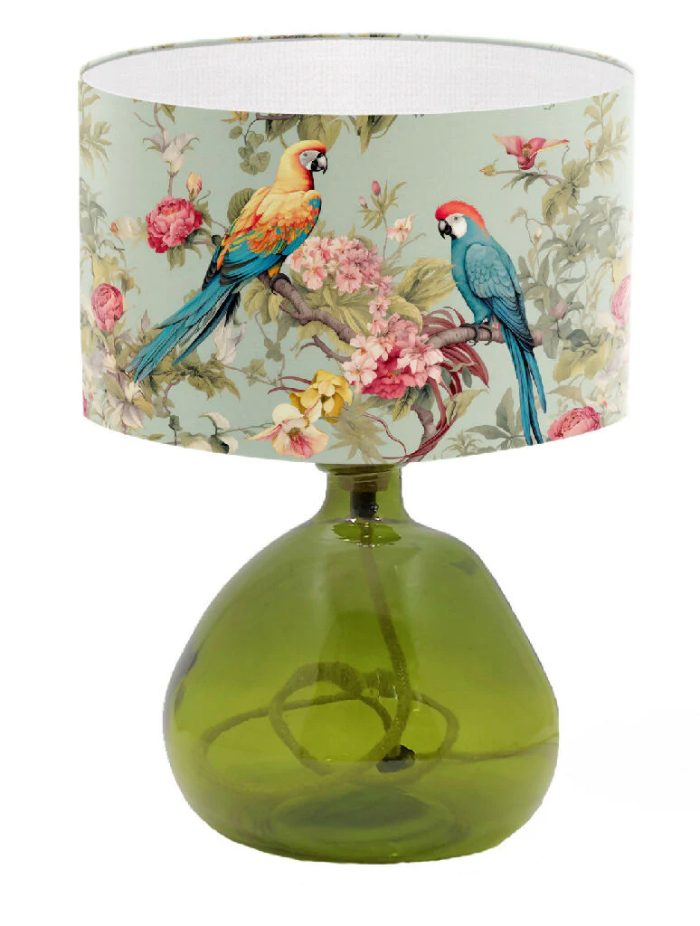 Floral Print with Parrots Pastel Coloured Lampshade - Image 5