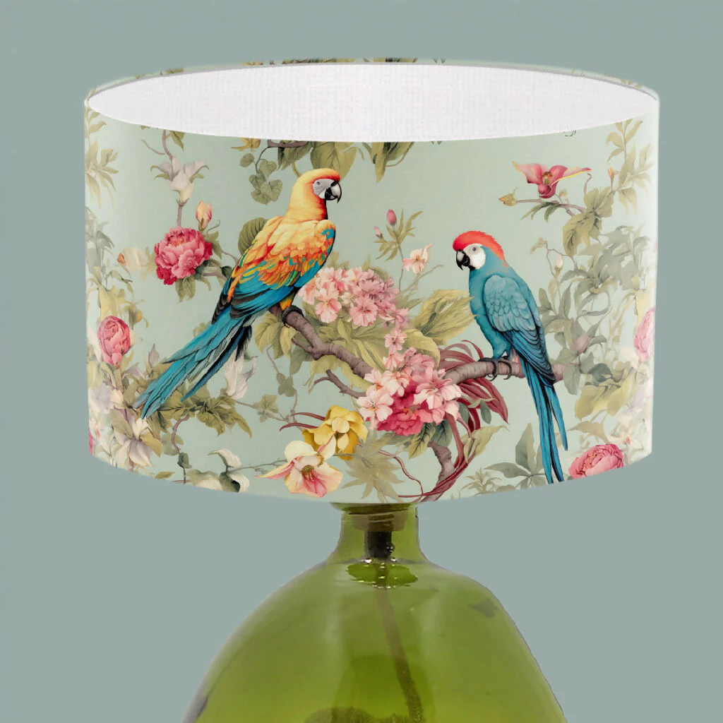 Floral Print with Parrots Pastel Coloured Lampshade - Image 6