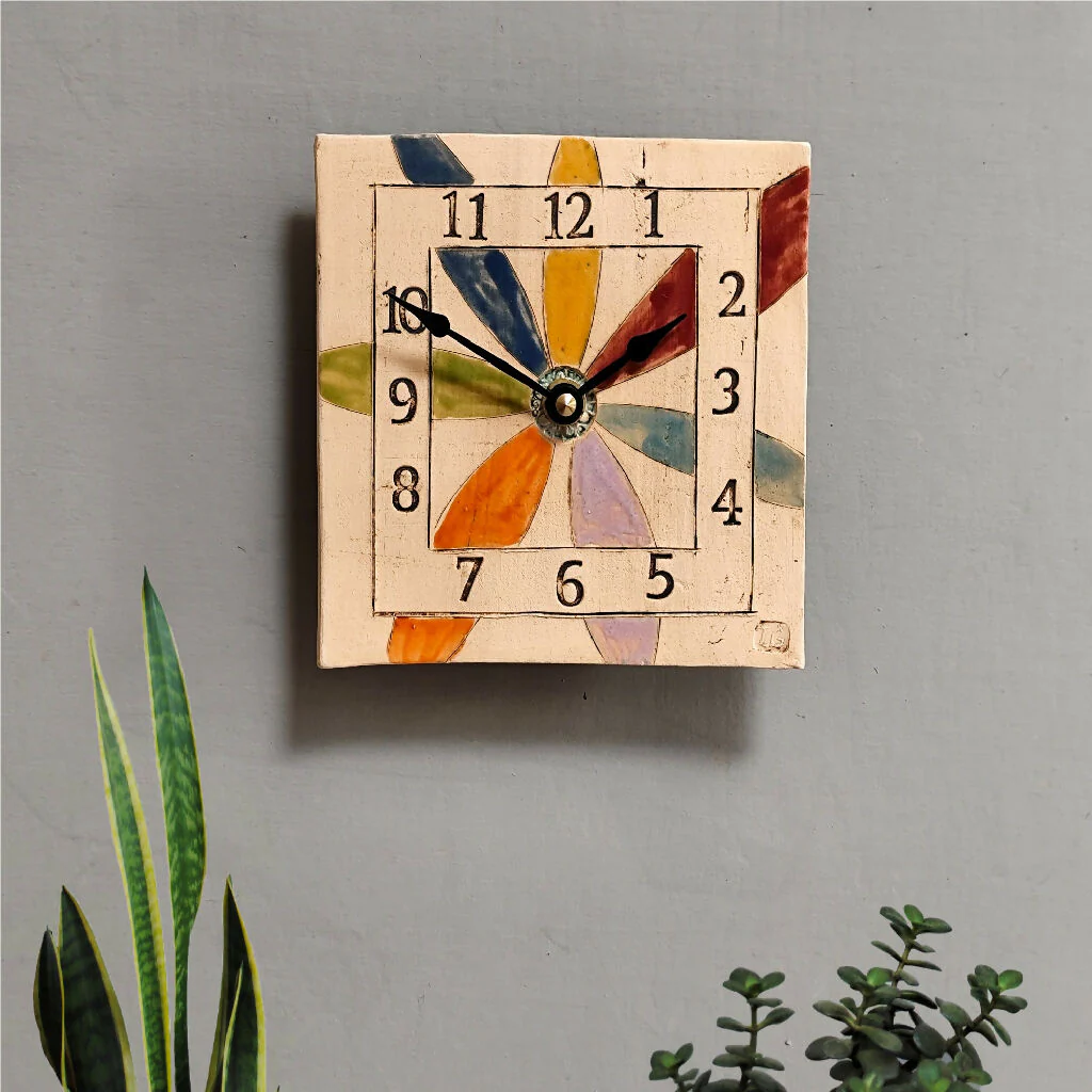 Floral Wall Clock Large Numbers Vibrant Colours. - Image 2
