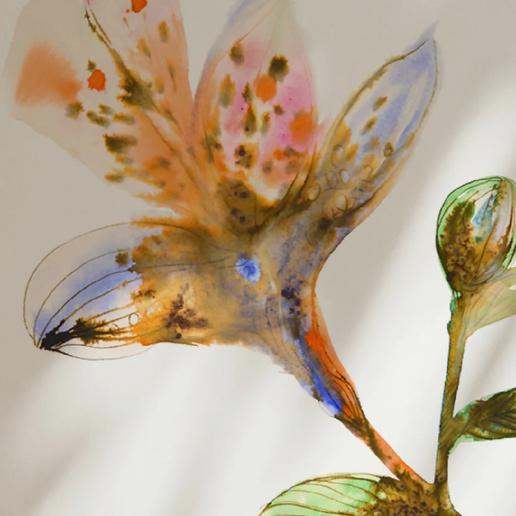 Flower Ink & Watercolour Giclée Fine Art Print - Image 3