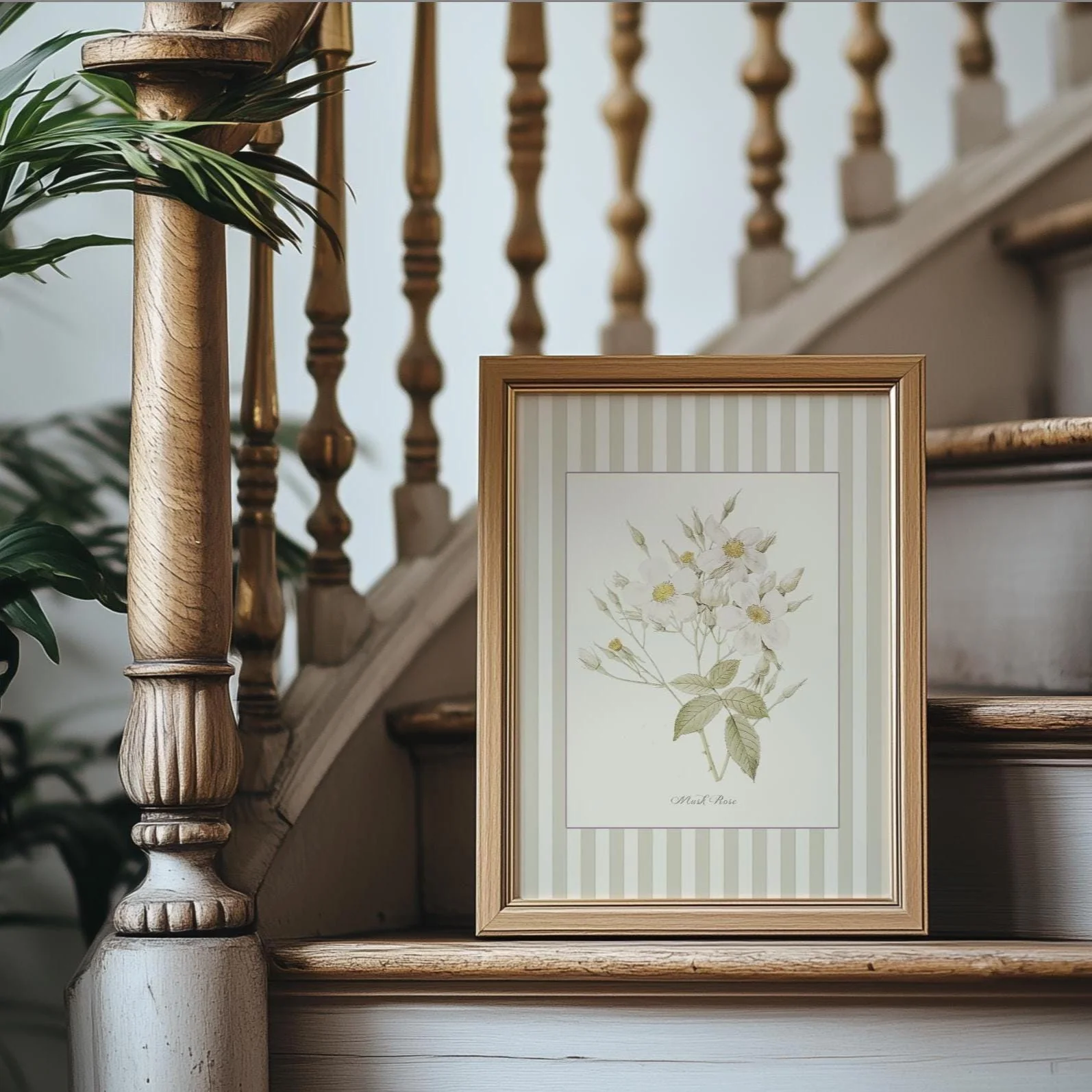 Flower Wall Art Botanical Illustration Musk Rose Vintage Garden Wildflower Wall Art