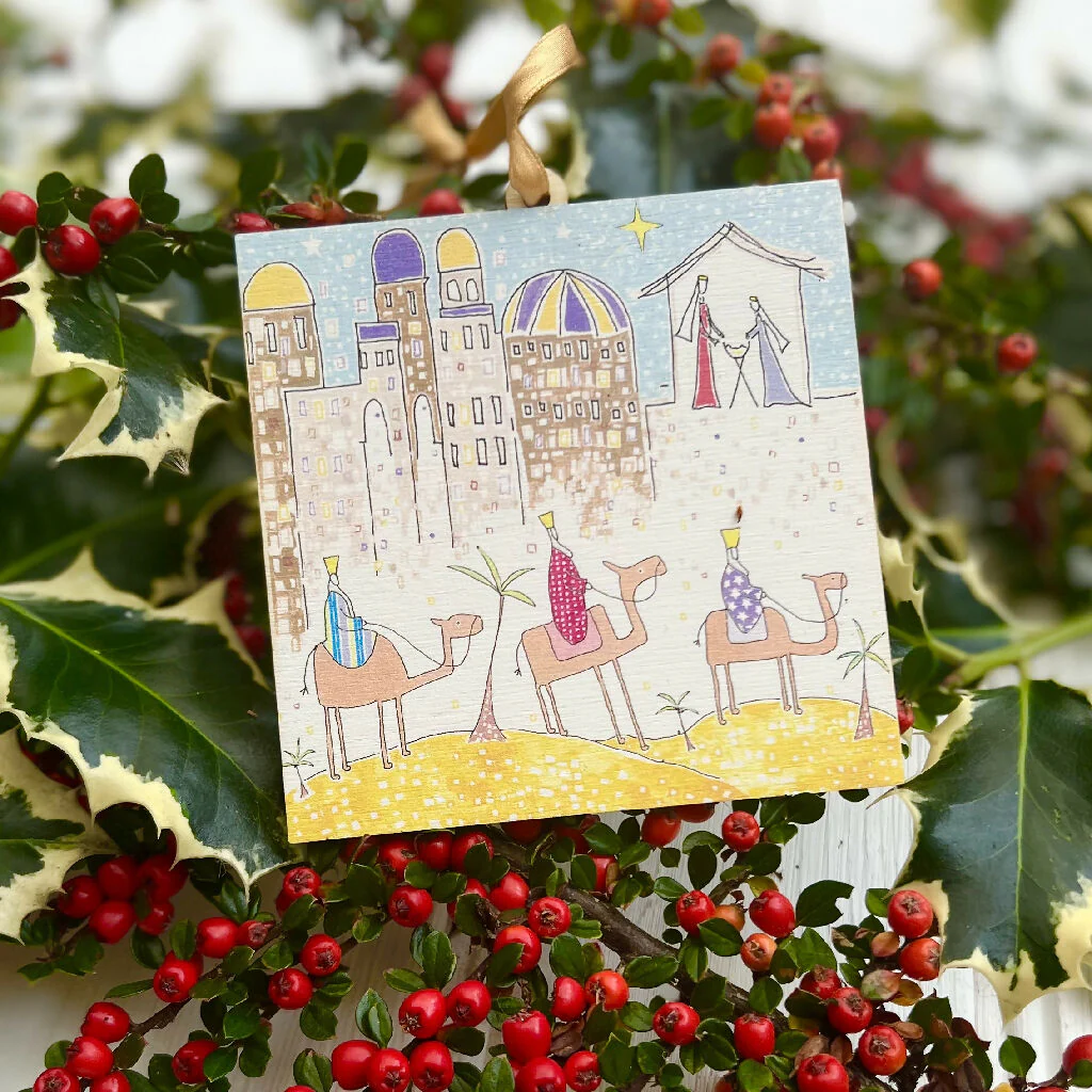 'Following the Star' Wooden Christmas Tree Decoration