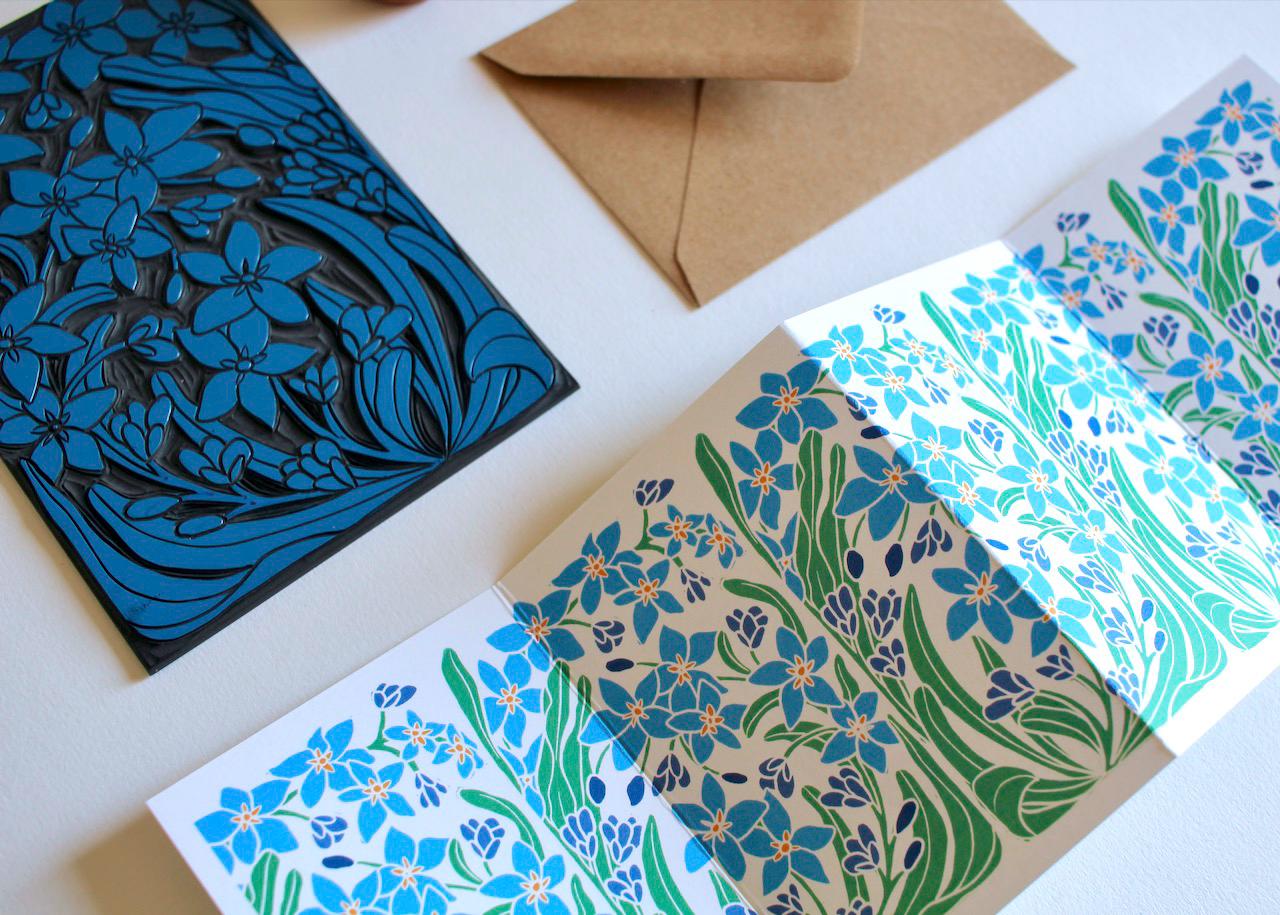 Forget-me-not Flowers Concertina Card | Single Card & Envelope - Image 2
