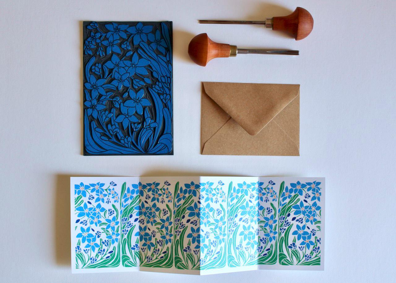 Forget-me-not Flowers Concertina Card | Single Card & Envelope - Image 3