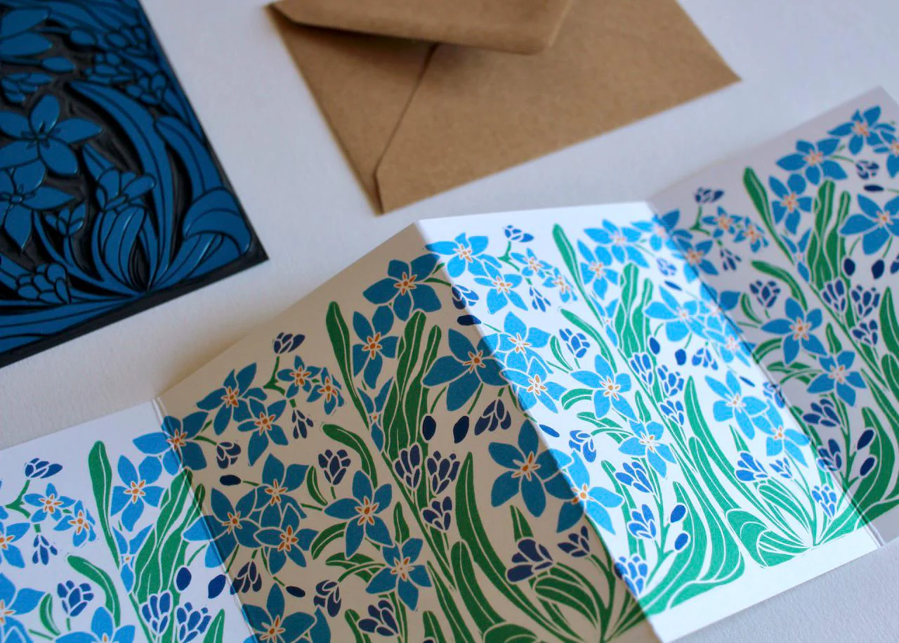 Forget-me-not Flowers Concertina Card | Single Card & Envelope - Image 4
