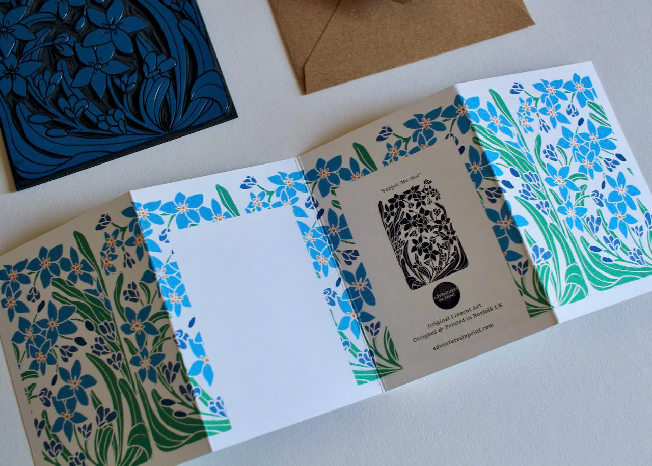 Forget-me-not Flowers Concertina Card | Single Card & Envelope - Image 8