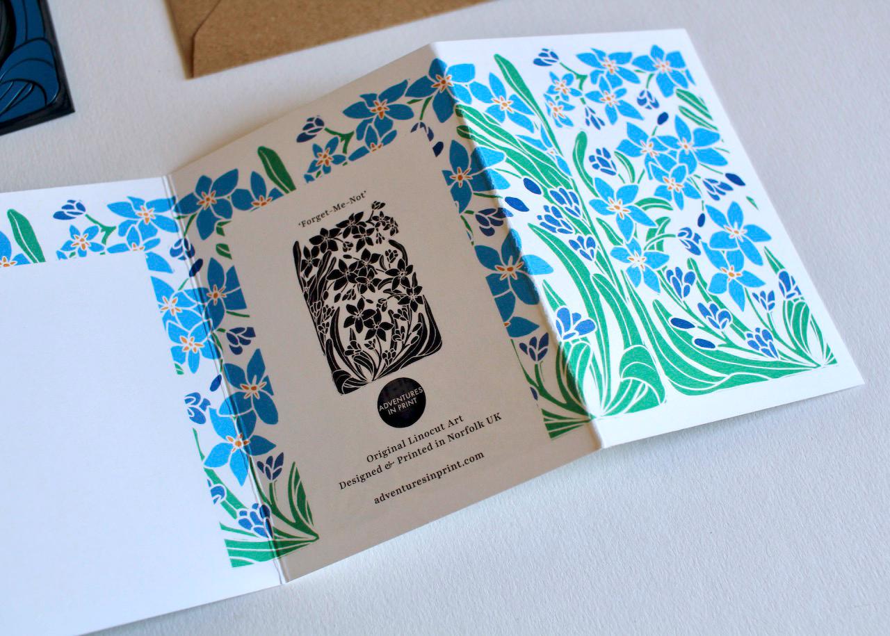 Forget-me-not Flowers Concertina Card | Single Card & Envelope - Image 9