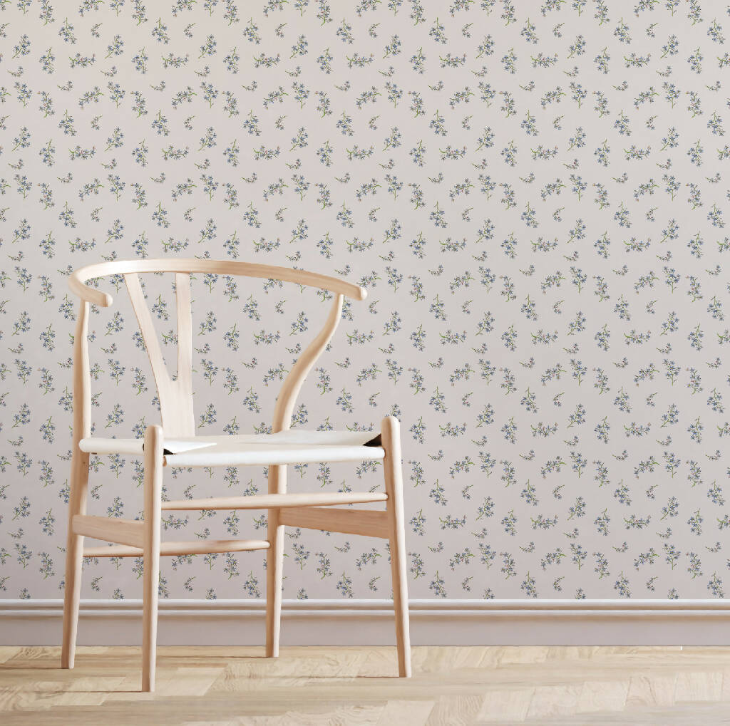 Forget-Me-Not Sustainable Wallpaper: Two Colour Options - Image 4