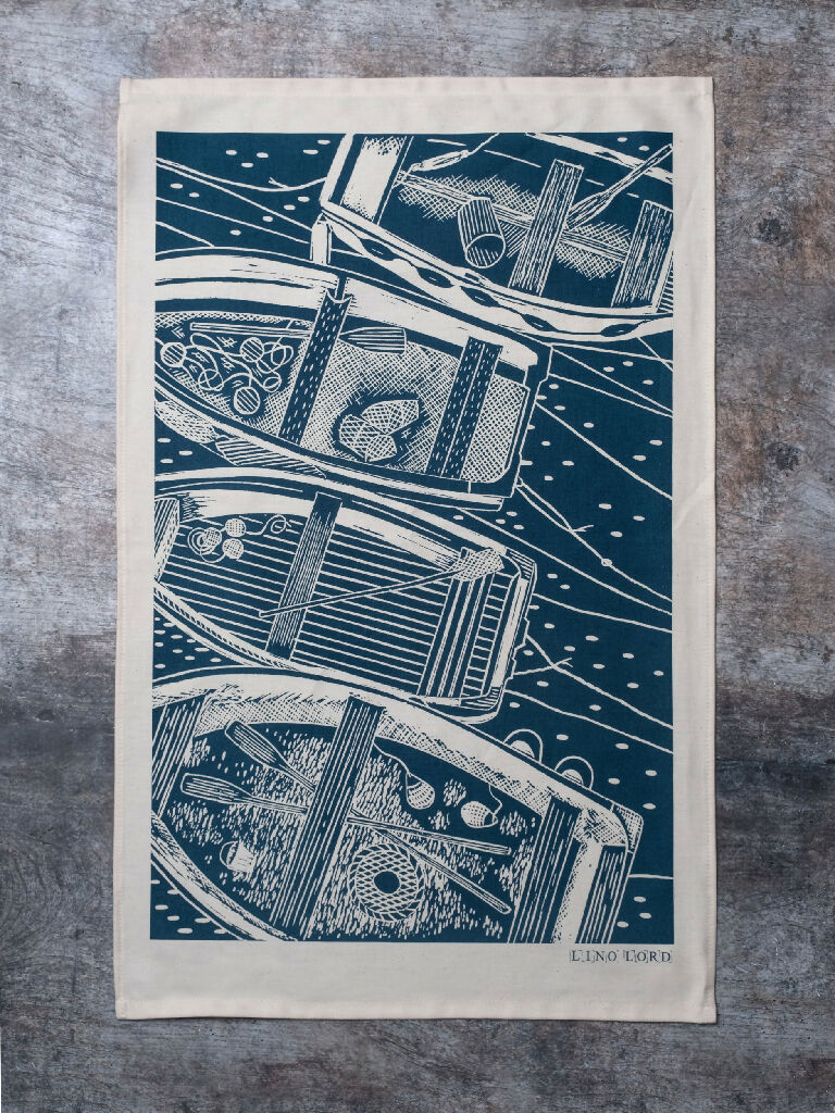 Four Boats from Above Organic Cotton Tea Towel - Image 3