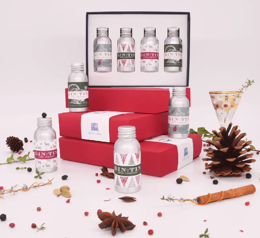 Four Fantastic Festive Tipples In Miniature Tins | 35ml x 4 Tins