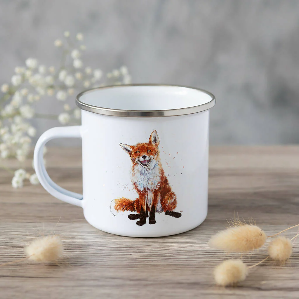 Fox Enamel Mug in White - Image 5