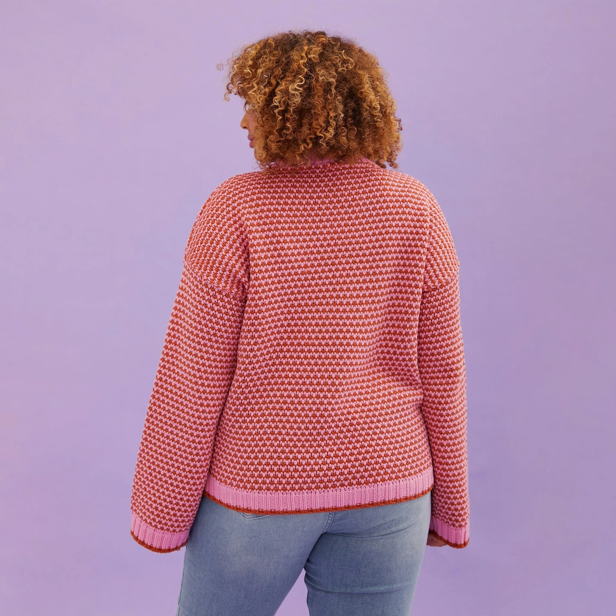 Frankie Cable Knit Crew Neck Jumper - Pink - Image 7