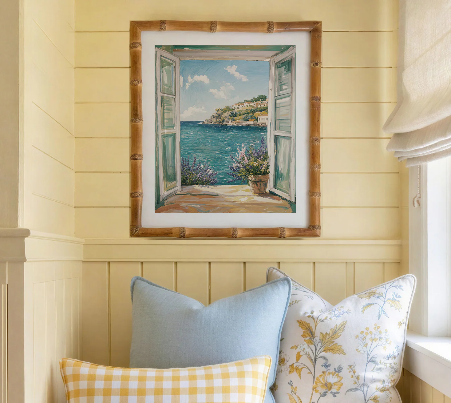 French Riviera Wall Art Coastal Print Côte d’Azur Ocean View, Cottage Window Sea View with Lavender, French Coast Print - Image 2