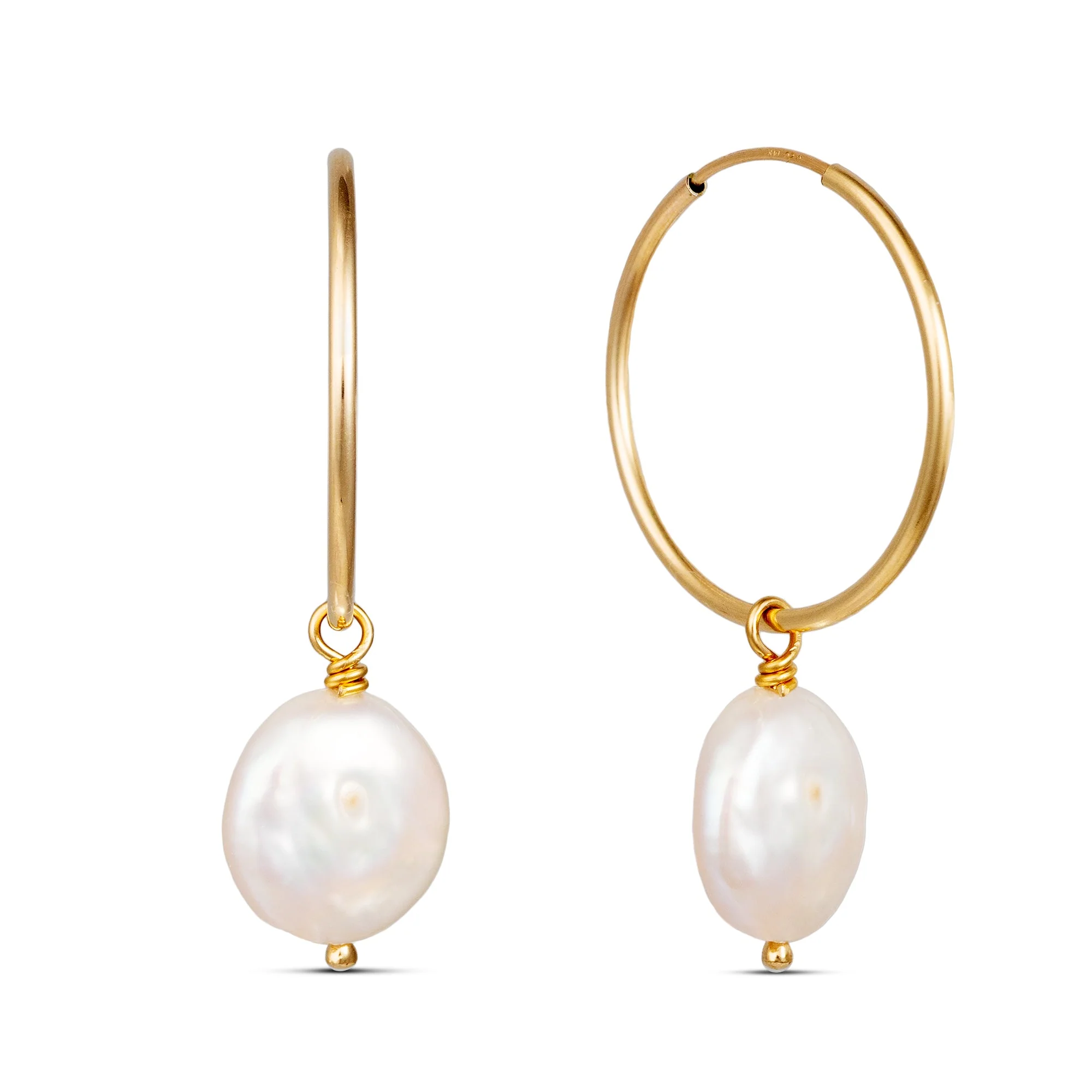 Freshwater Coin Pearl Hoop Earrings “Lydia” - Image 3