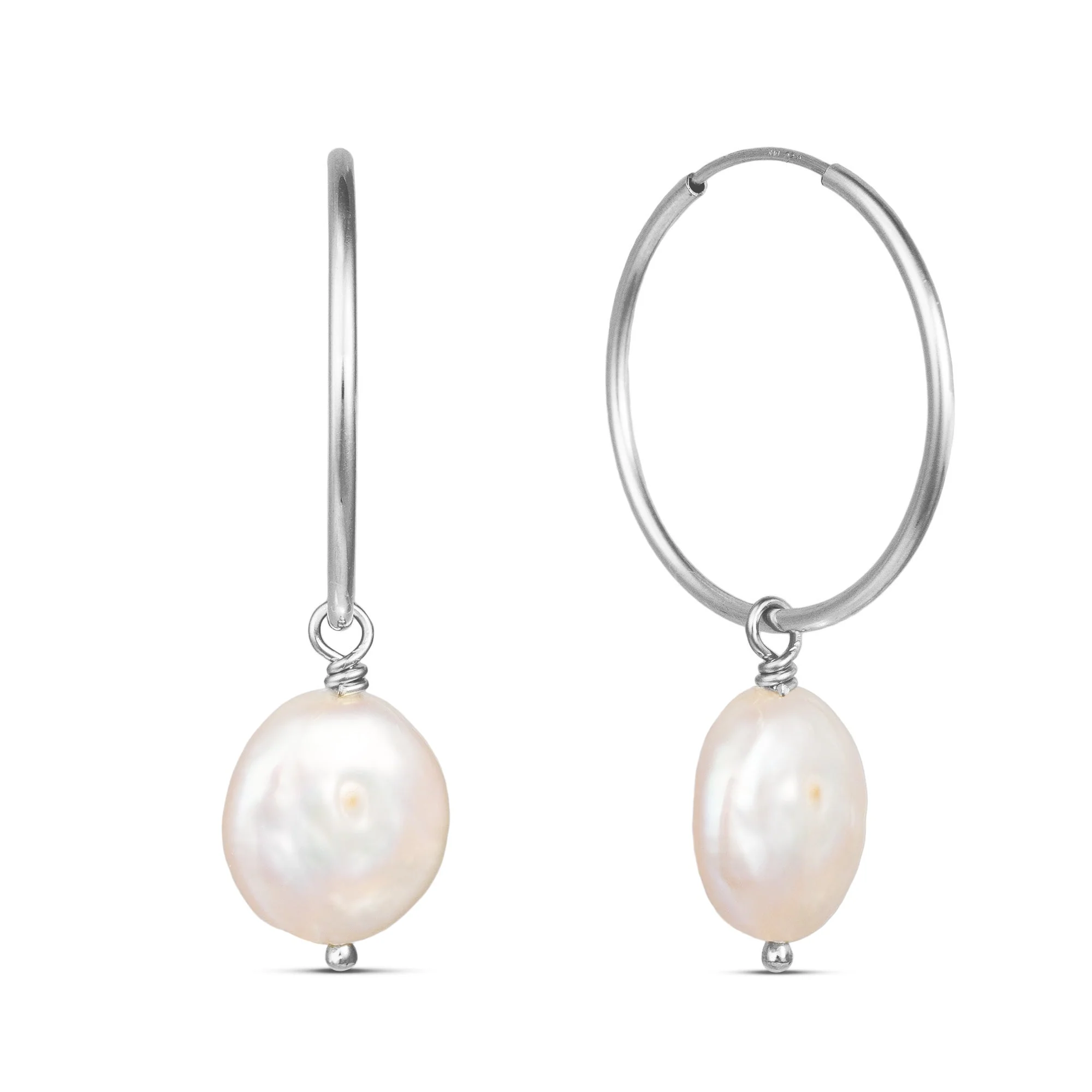 Freshwater Coin Pearl Hoop Earrings “Lydia” - Image 7