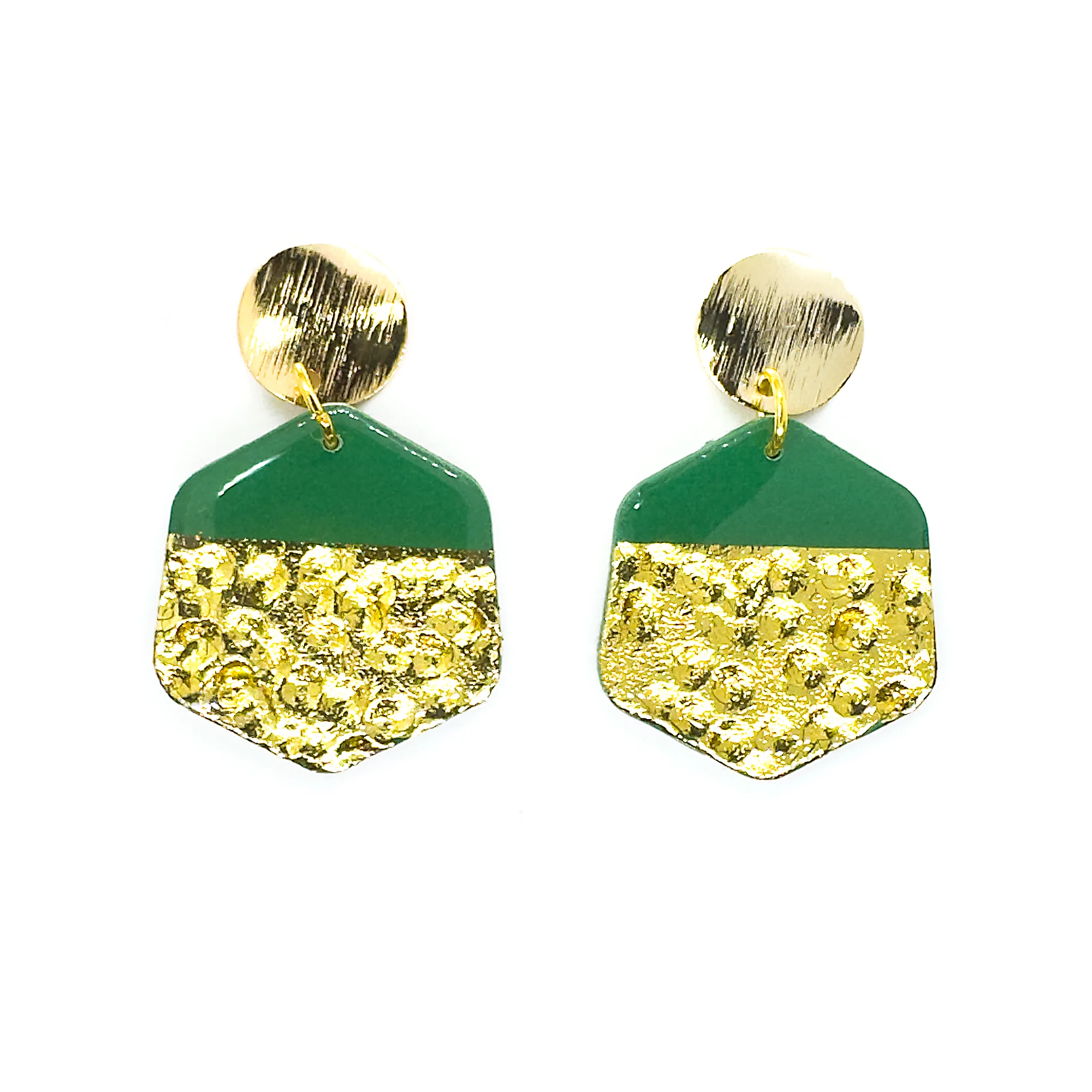 Freya Hex | Olive | Drop Earrings - Image 3
